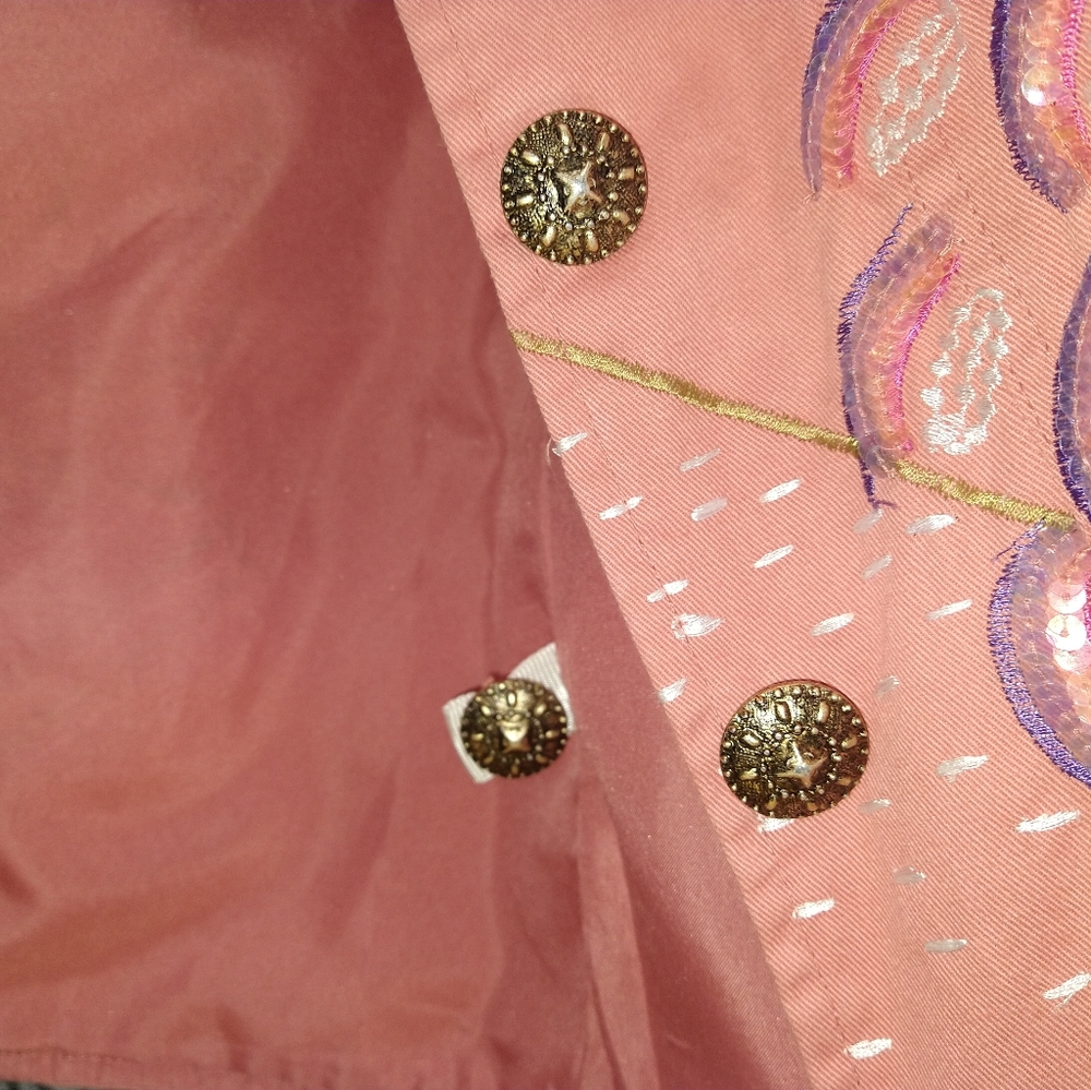 Indigo Moon Orange Peach Boho Patchwork Jacket Be… - image 2